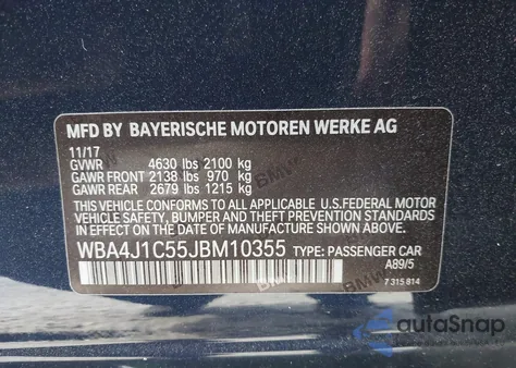 2018 BMW 430I Gran Coupe from USA, damaged, VIN WBA4J1C55JBM10355
